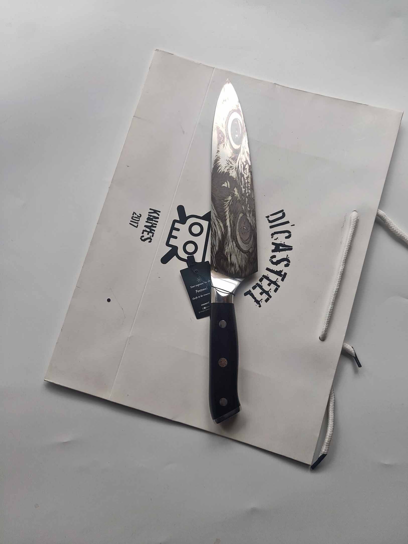 DC-112 Chef Knife With Owl Eyes Engraving