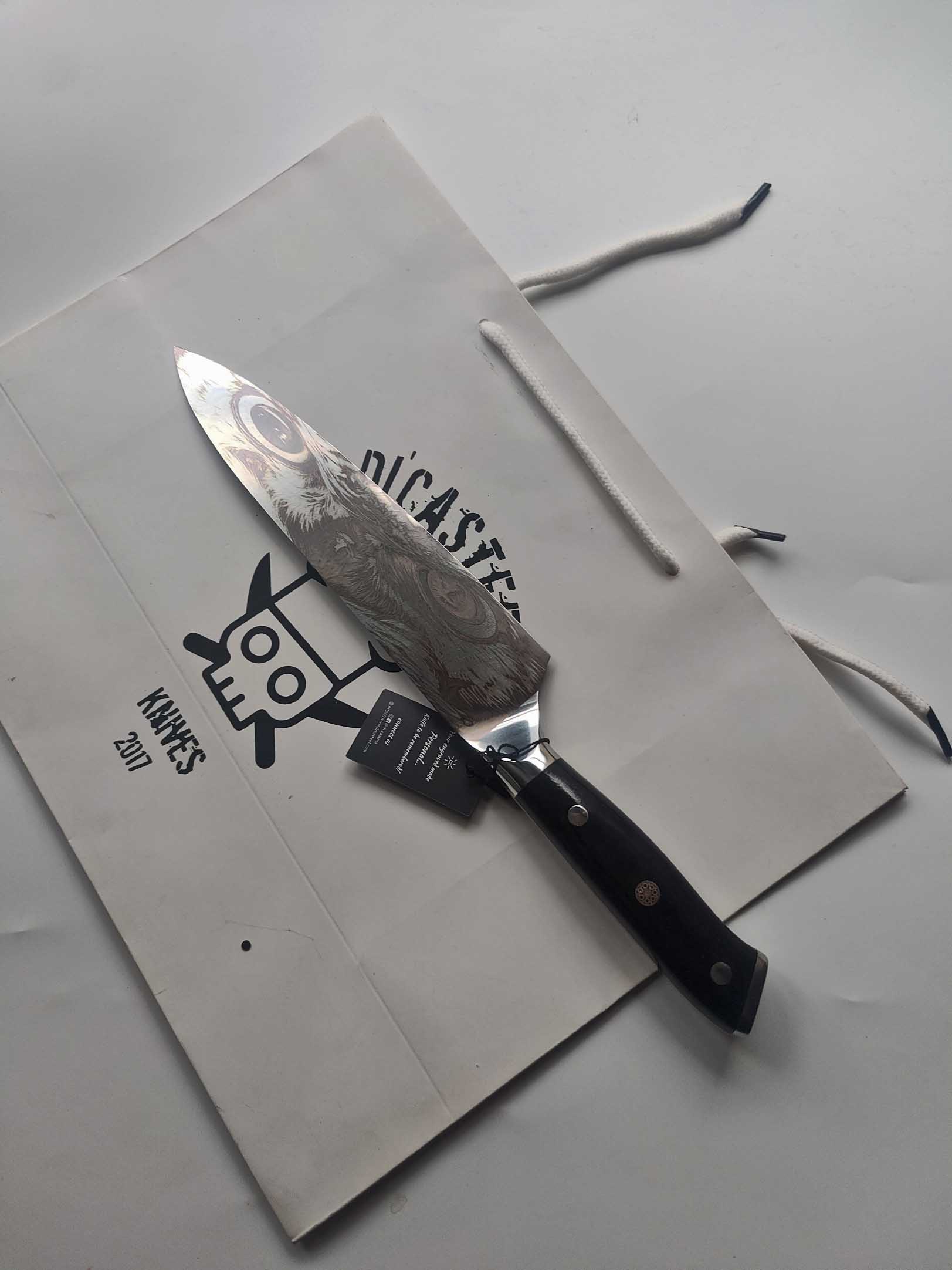 DC-112 Chef Knife With Owl Eyes Engraving 4